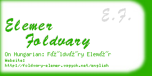 elemer foldvary business card